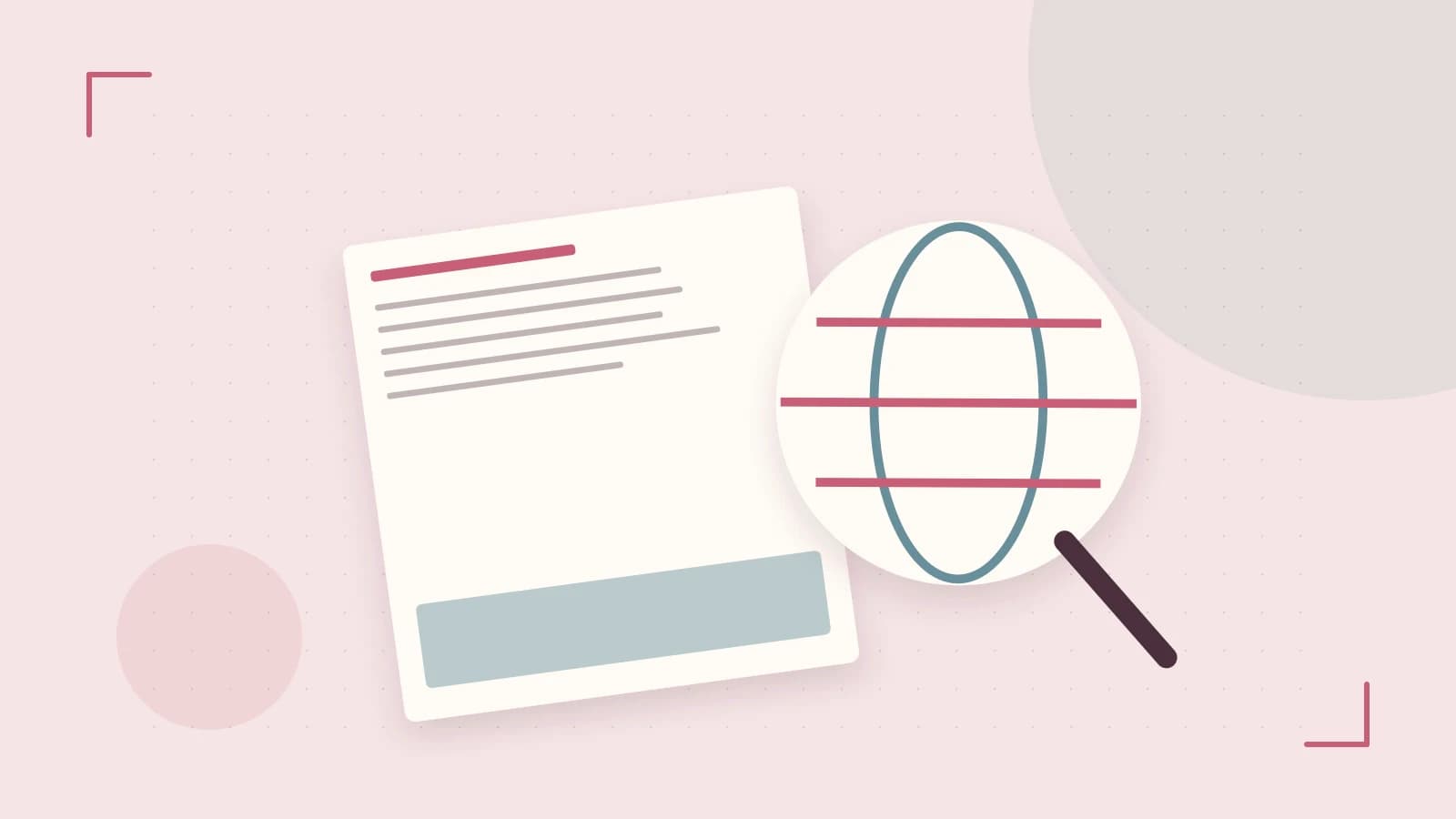 Editorial illustration of an editorial globe with meridians and layered geographic shapes