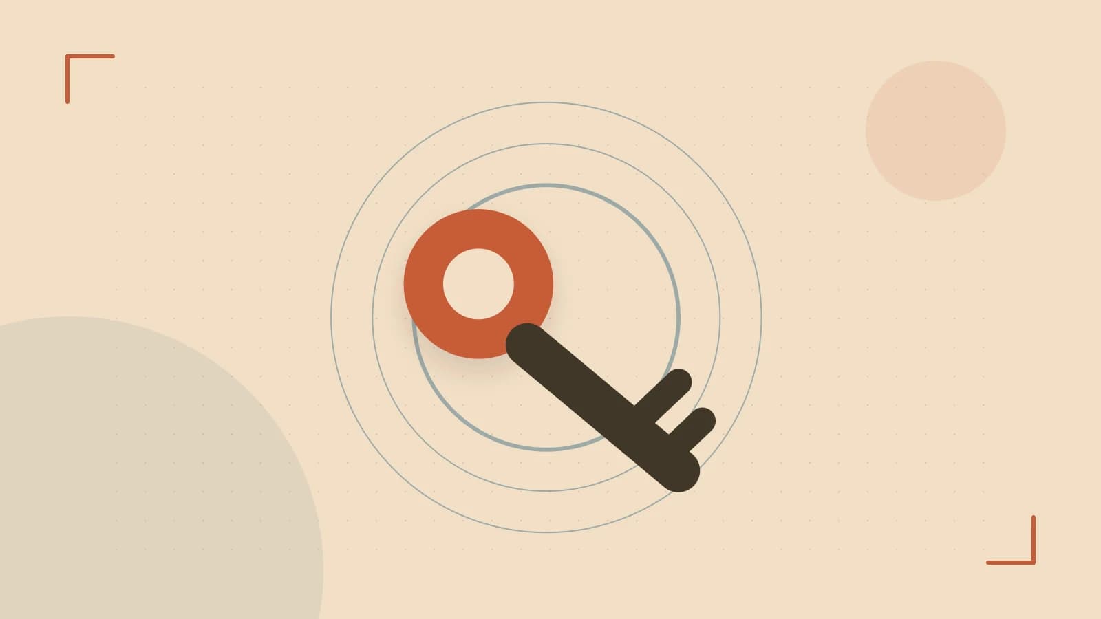 Editorial illustration of a sculpted shield, authentication key and concentric permission boundaries