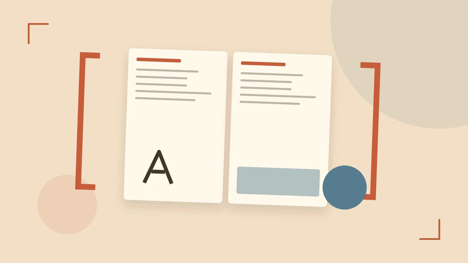 Editorial illustration of typeset pages, expressive letterform shapes and a precise editorial page grid