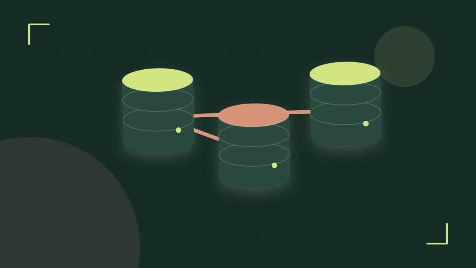 Editorial illustration of structured records, database cylinders and relationships between tables