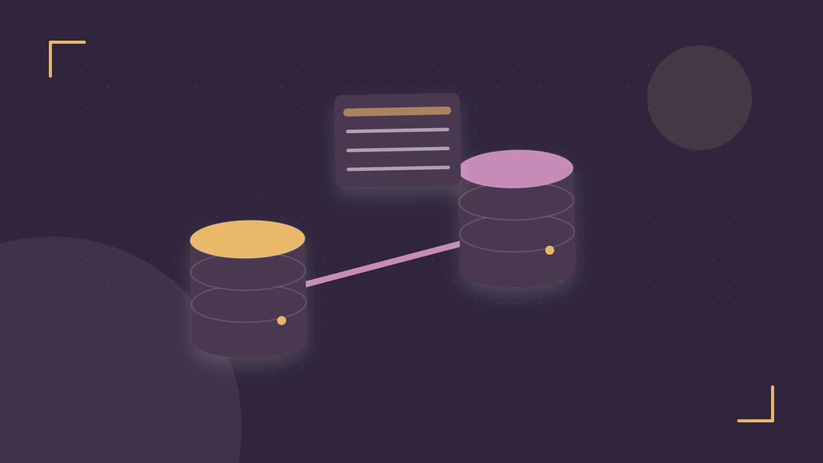 Editorial illustration of structured records, database cylinders and relationships between tables