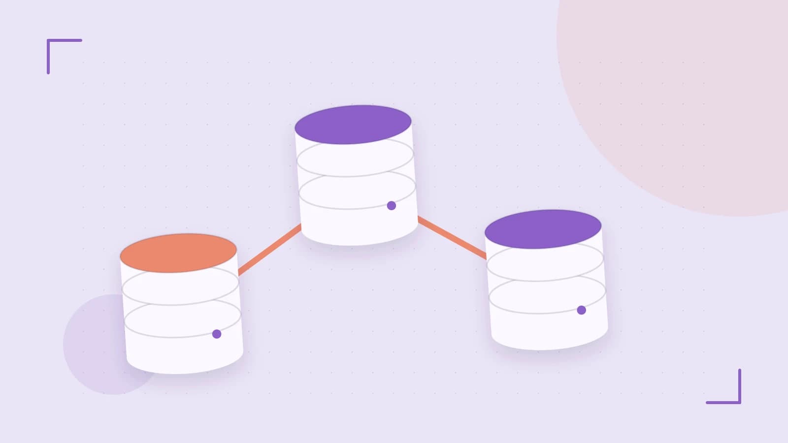 Editorial illustration of structured records, database cylinders and relationships between tables