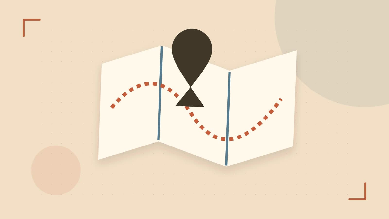 Editorial illustration of an editorial globe with meridians and layered geographic shapes