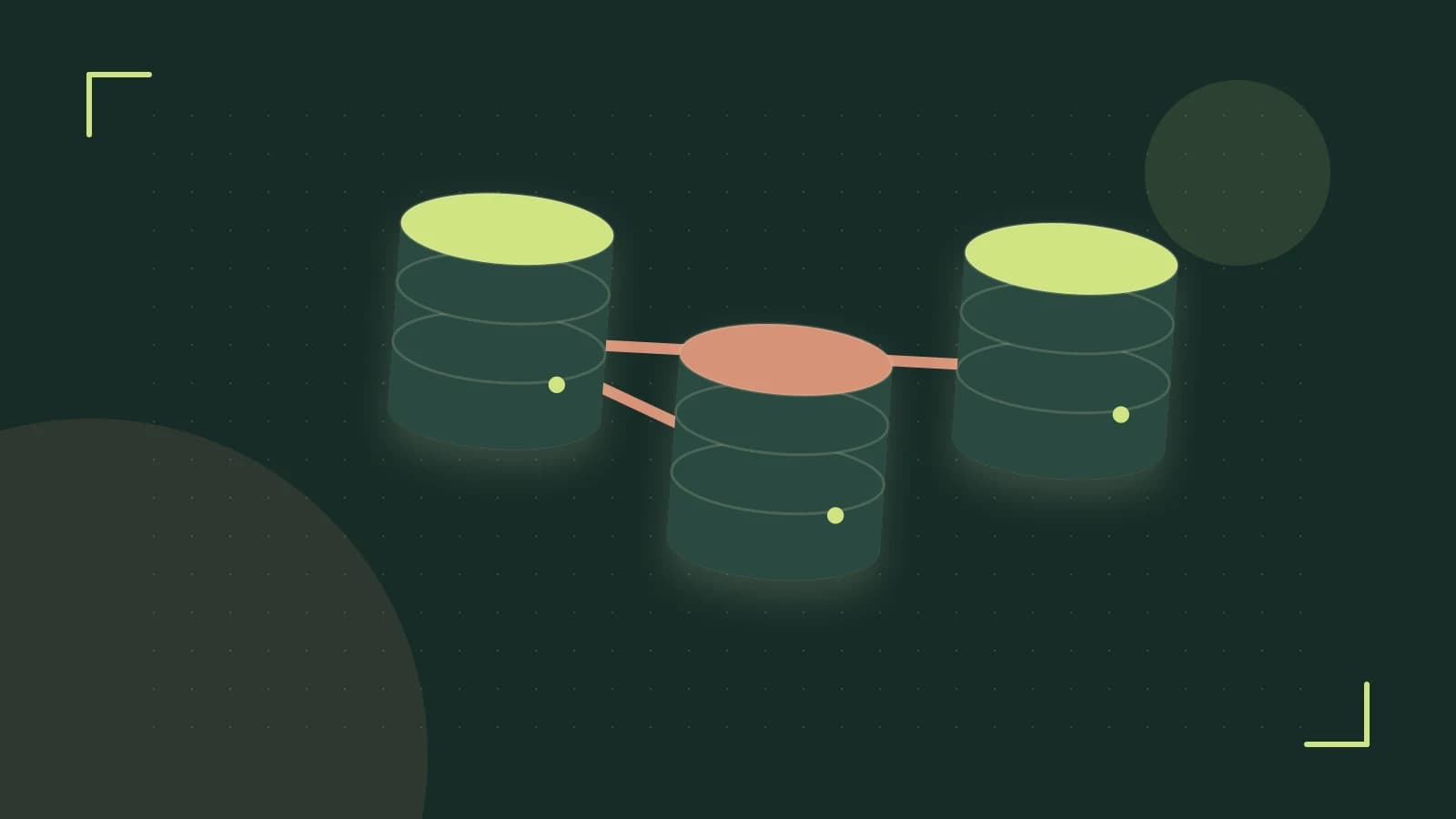 Editorial illustration of structured records, database cylinders and relationships between tables