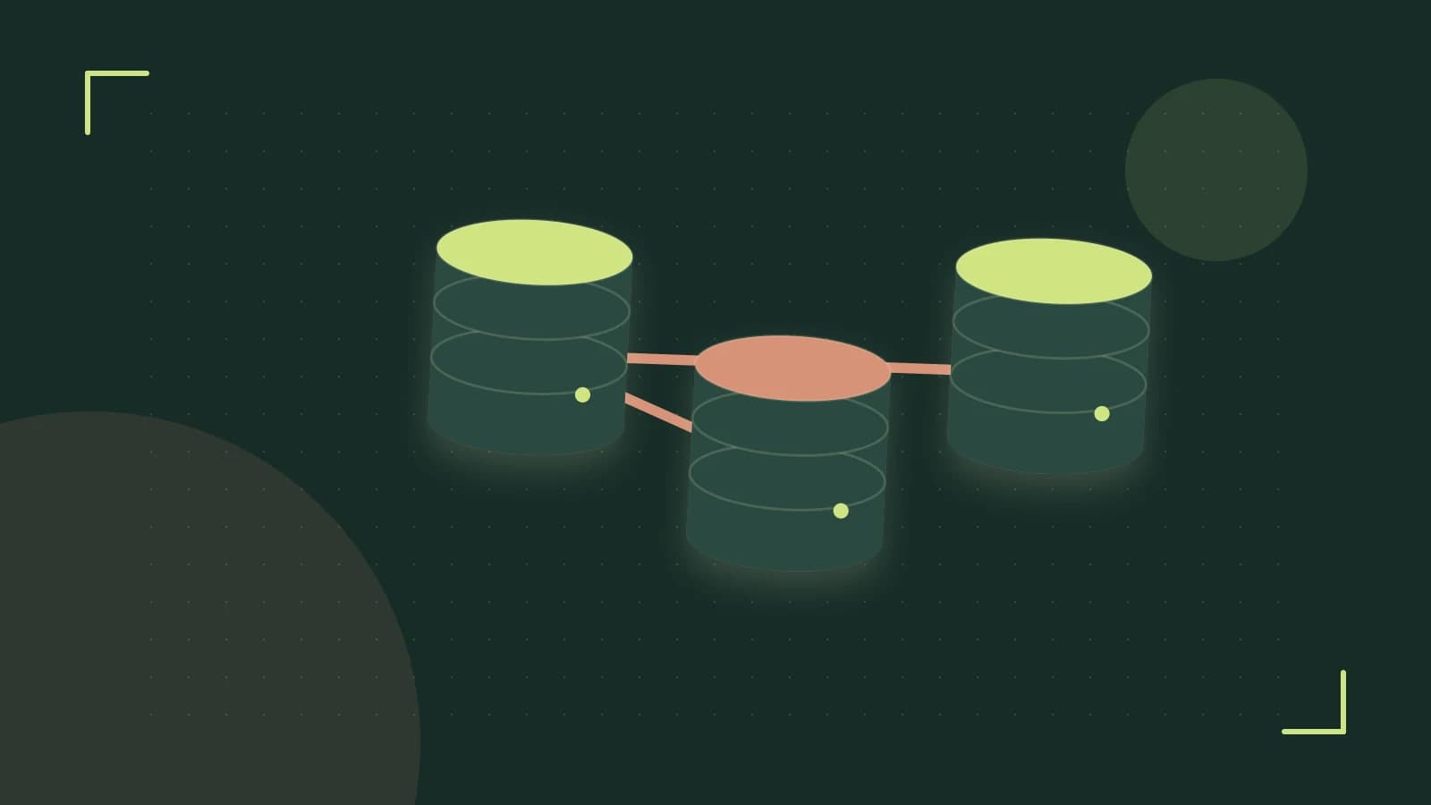 Editorial illustration of structured records, database cylinders and relationships between tables