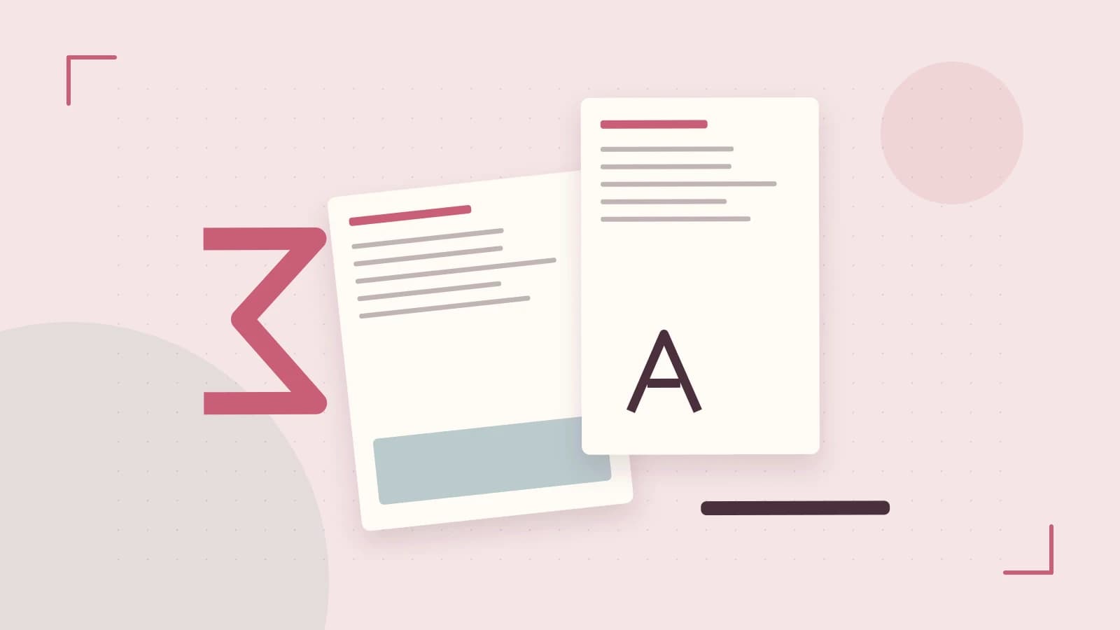 Editorial illustration of typeset pages, expressive letterform shapes and a precise editorial page grid