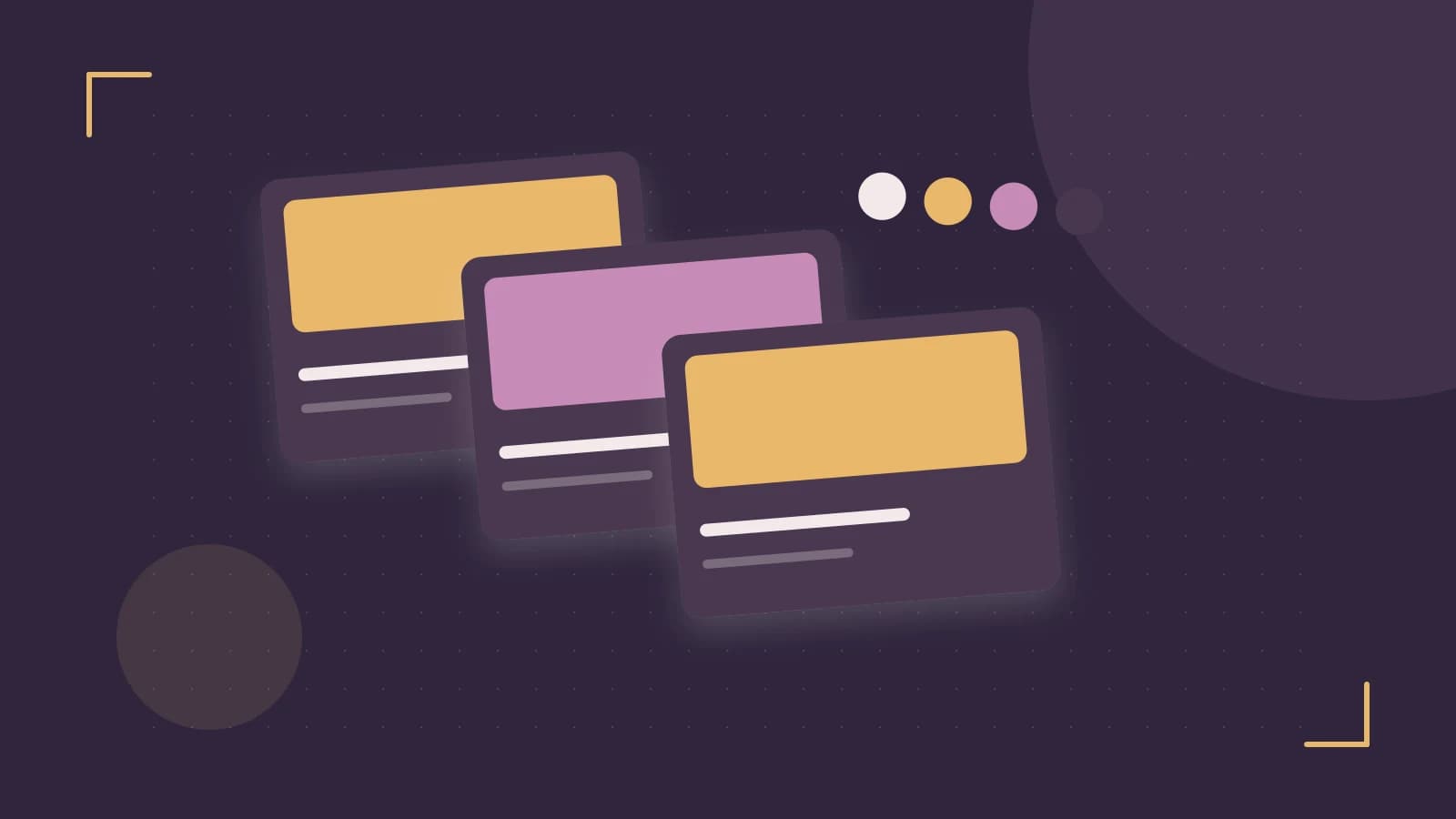 Editorial illustration of responsive browser layouts, overlapping design components and a color system