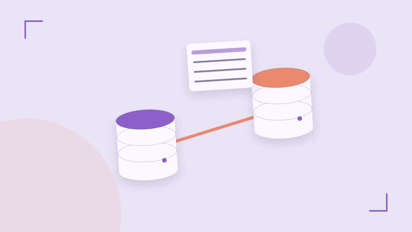 Editorial illustration of structured records, database cylinders and relationships between tables