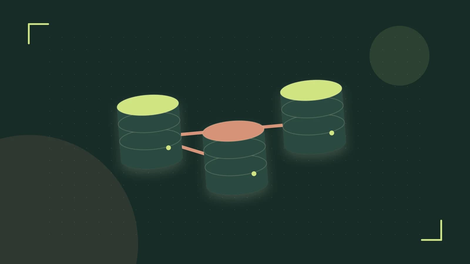Editorial illustration of structured records, database cylinders and relationships between tables