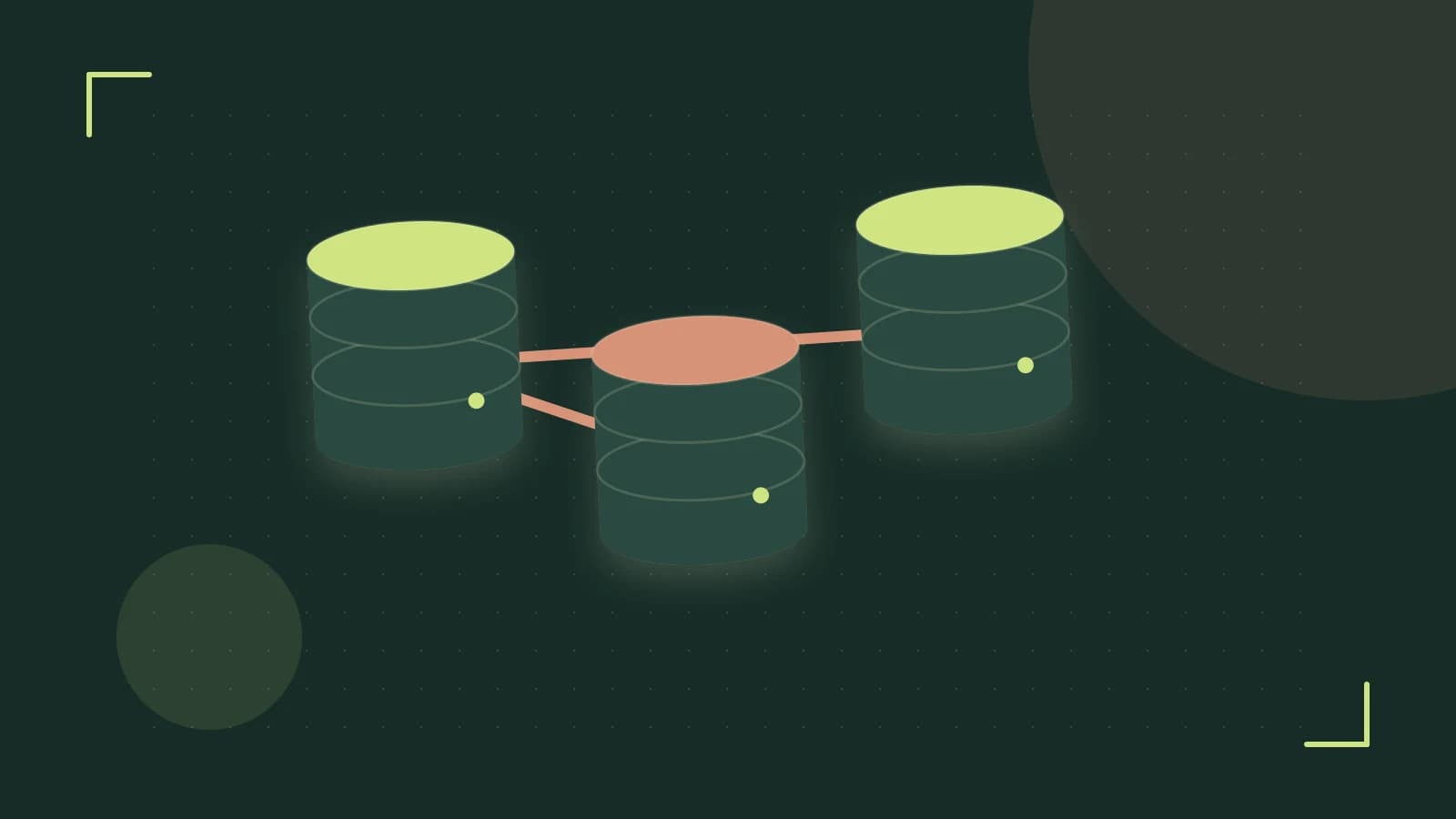 Editorial illustration of structured records, database cylinders and relationships between tables