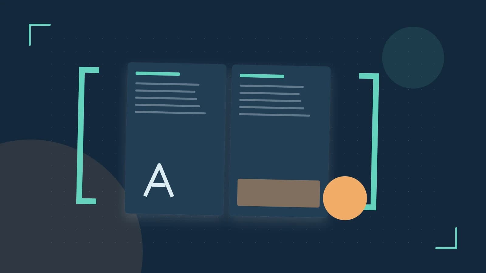 Editorial illustration of typeset pages, expressive letterform shapes and a precise editorial page grid