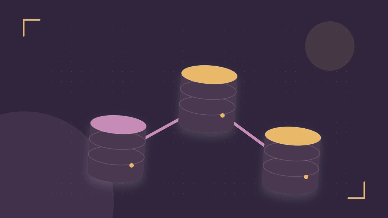 Editorial illustration of structured records, database cylinders and relationships between tables