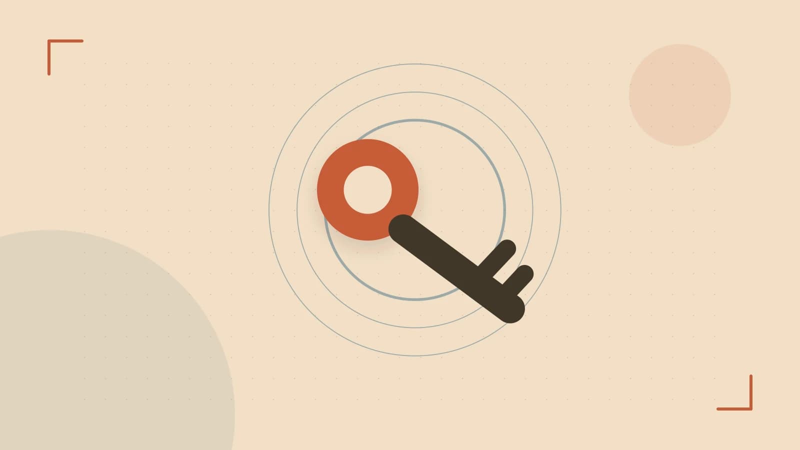Editorial illustration of a sculpted shield, authentication key and concentric permission boundaries