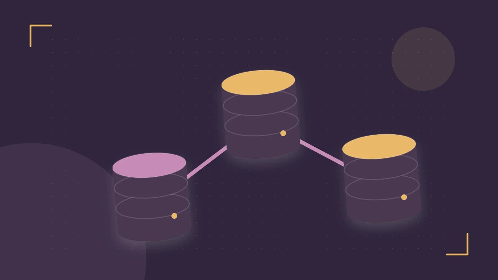 Editorial illustration of structured records, database cylinders and relationships between tables
