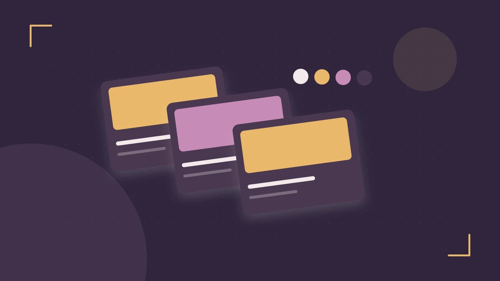 Editorial illustration of responsive browser layouts, overlapping design components and a color system