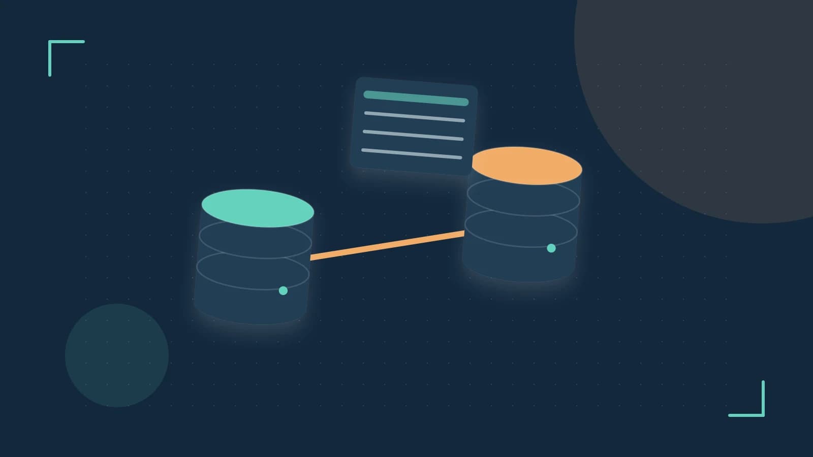 Editorial illustration of structured records, database cylinders and relationships between tables