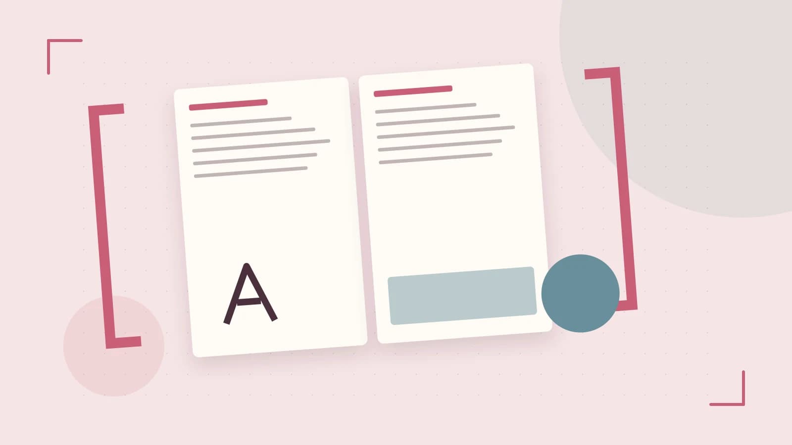 Editorial illustration of typeset pages, expressive letterform shapes and a precise editorial page grid