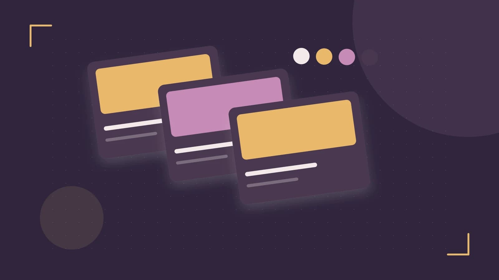 Editorial illustration of responsive browser layouts, overlapping design components and a color system