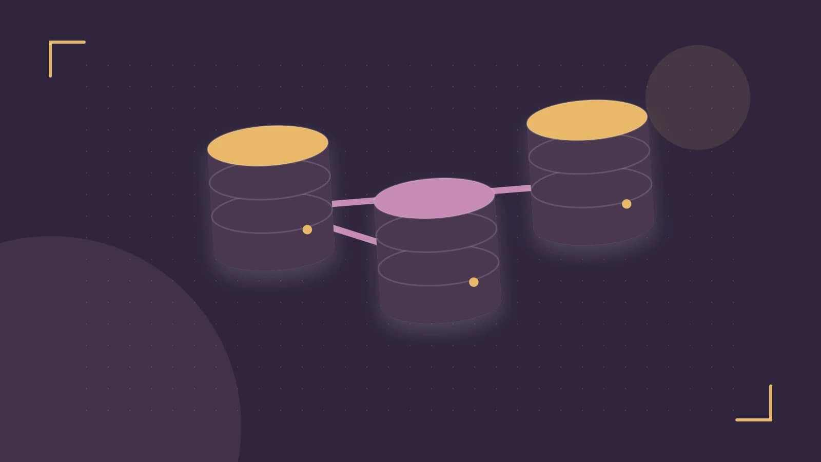 Editorial illustration of structured records, database cylinders and relationships between tables