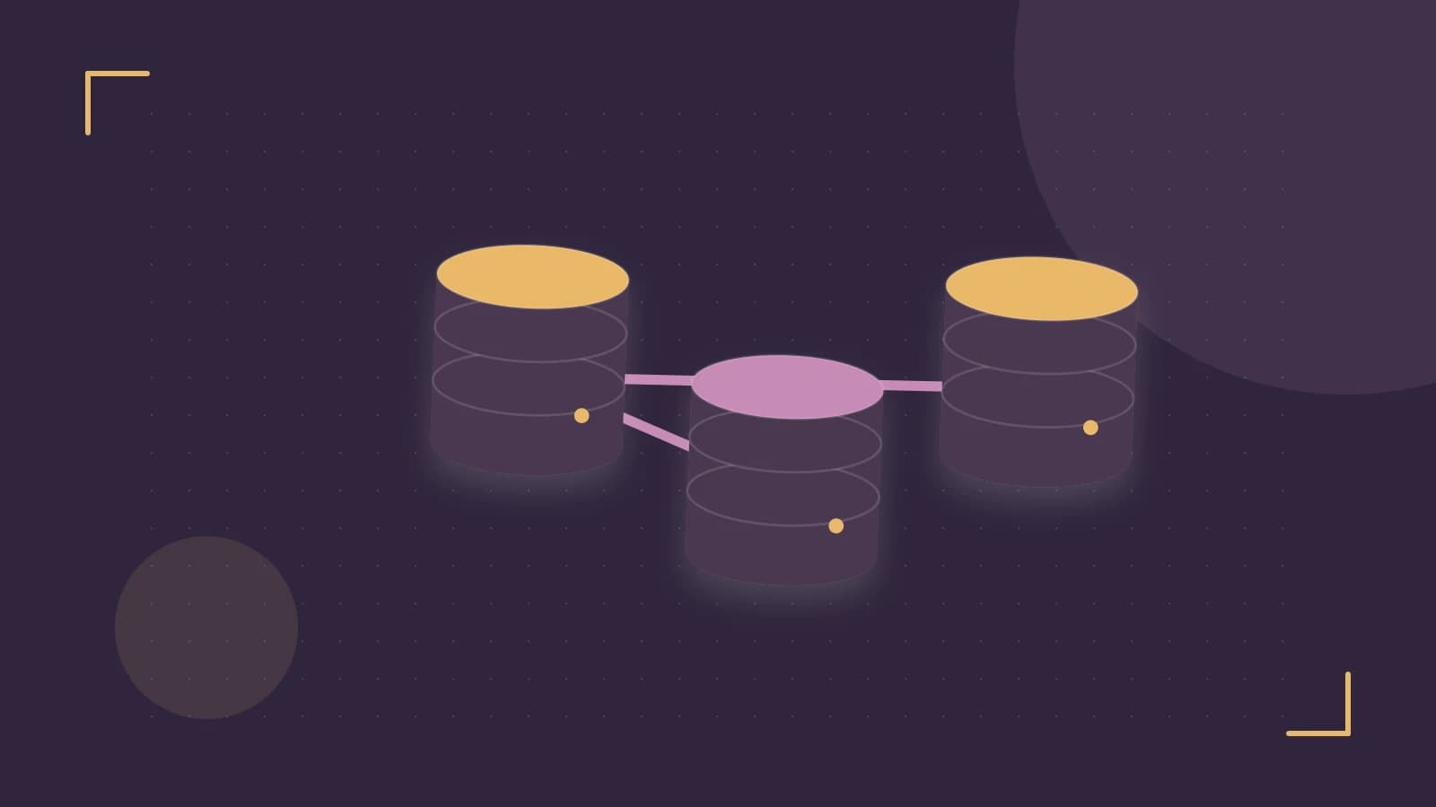 Editorial illustration of structured records, database cylinders and relationships between tables