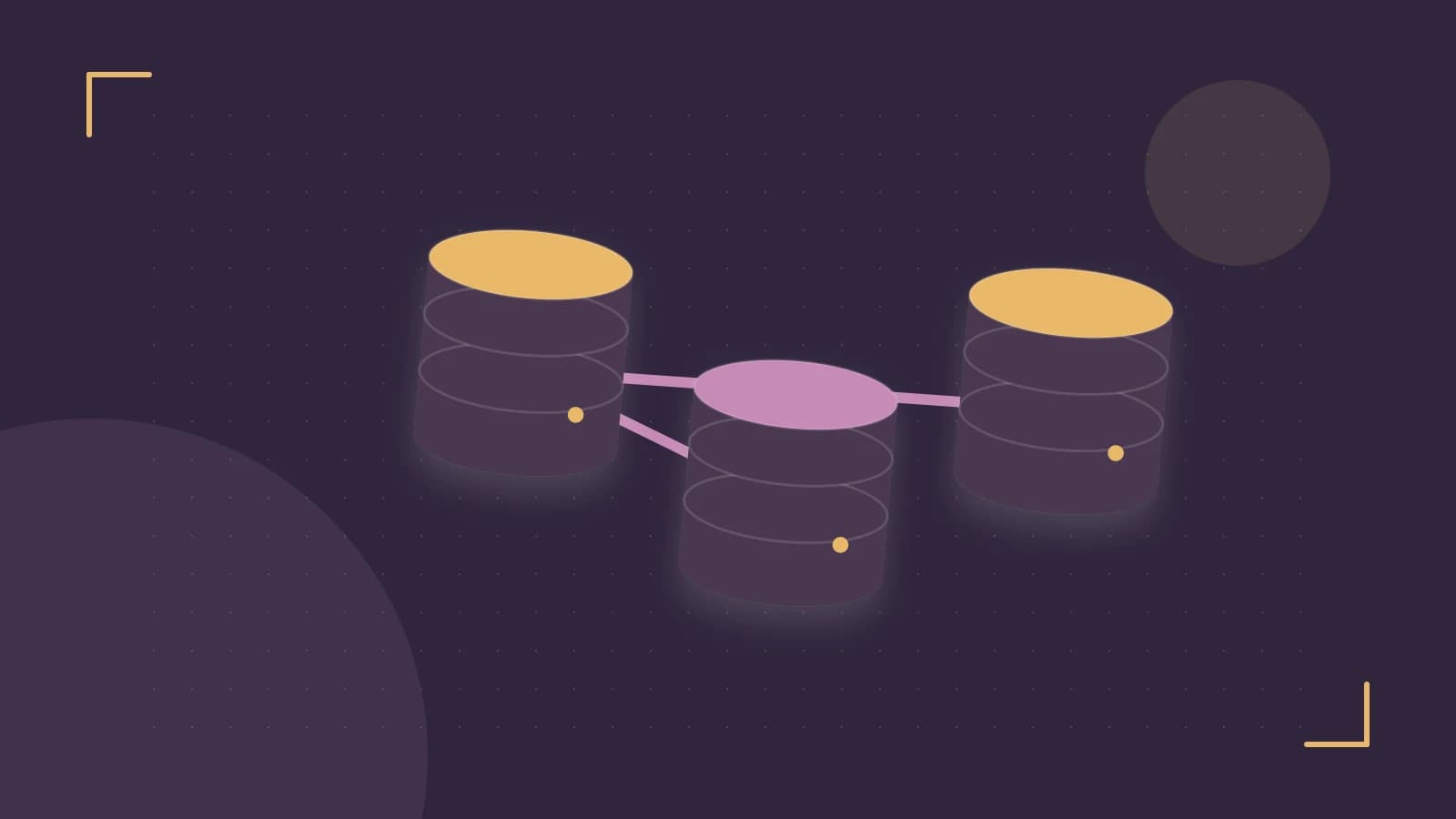 Editorial illustration of structured records, database cylinders and relationships between tables