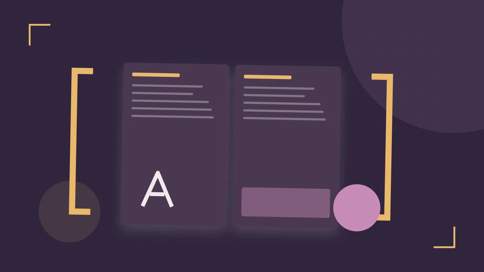 Editorial illustration of typeset pages, expressive letterform shapes and a precise editorial page grid