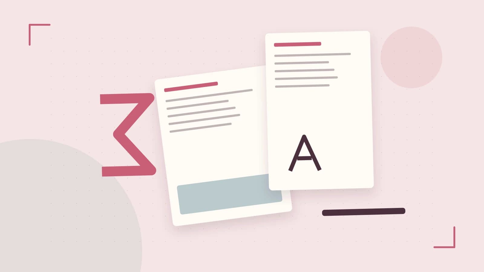 Editorial illustration of typeset pages, expressive letterform shapes and a precise editorial page grid