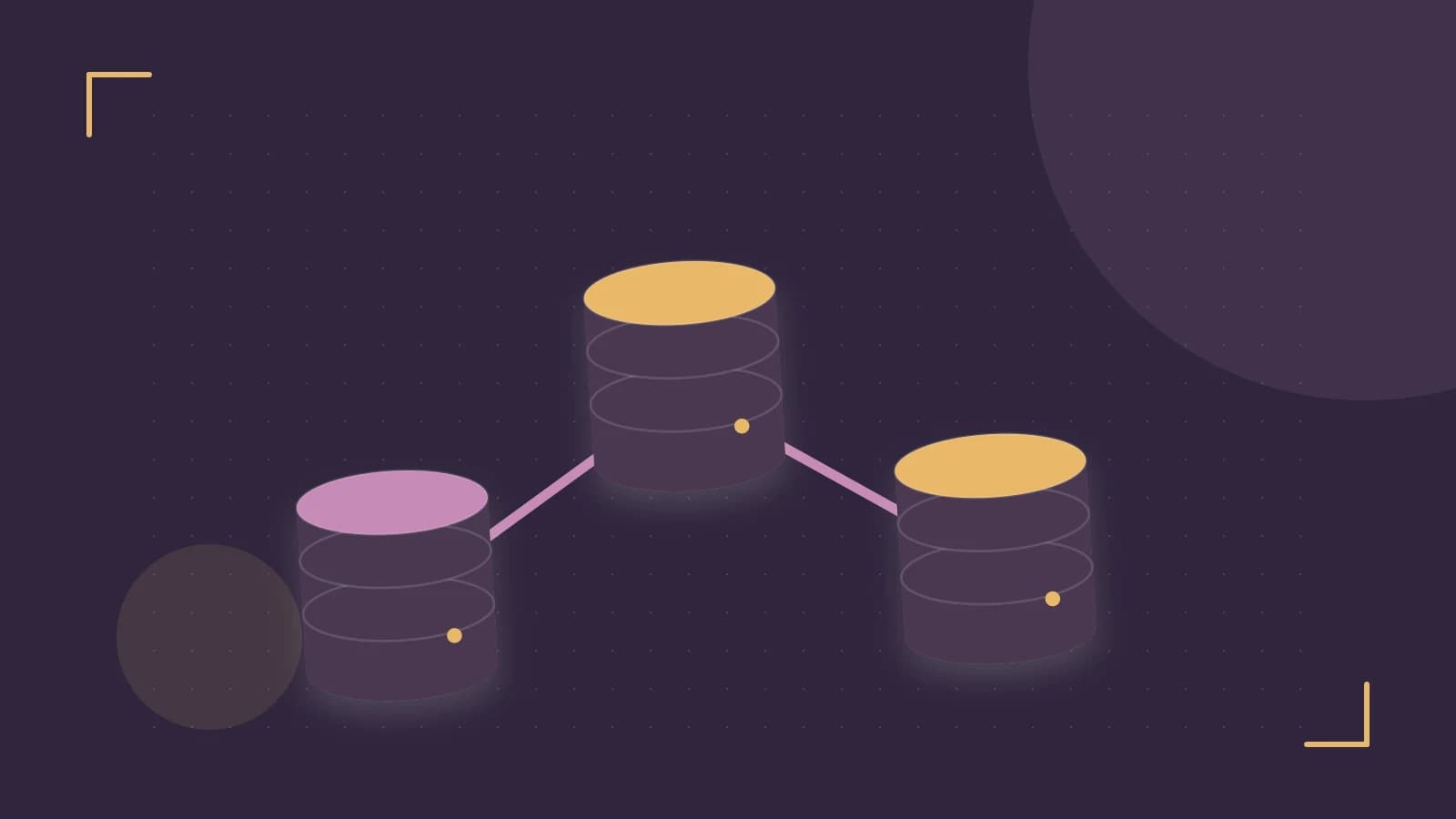 Editorial illustration of structured records, database cylinders and relationships between tables