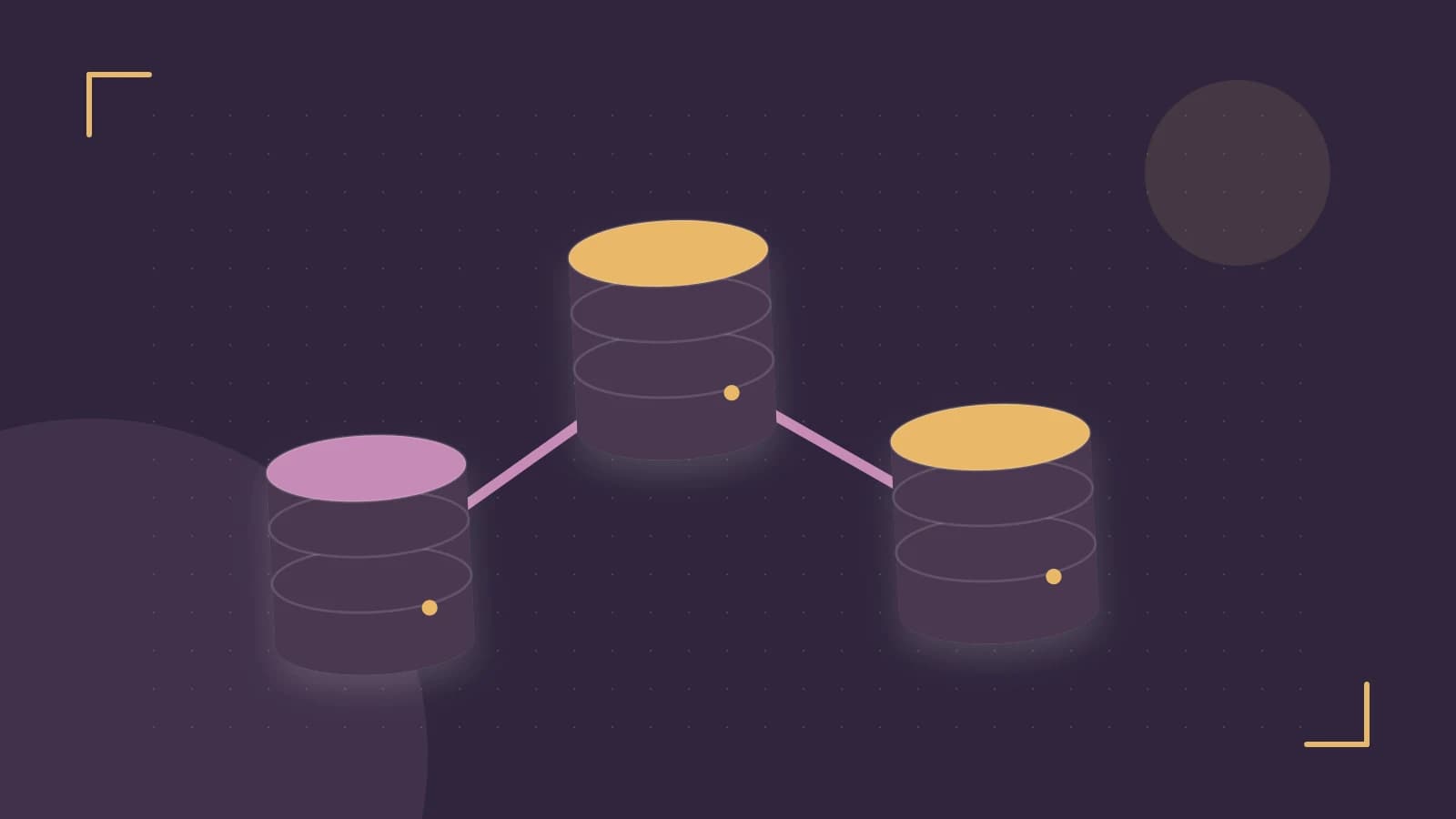 Editorial illustration of structured records, database cylinders and relationships between tables