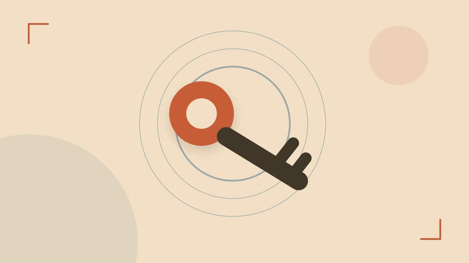 Editorial illustration of a sculpted shield, authentication key and concentric permission boundaries
