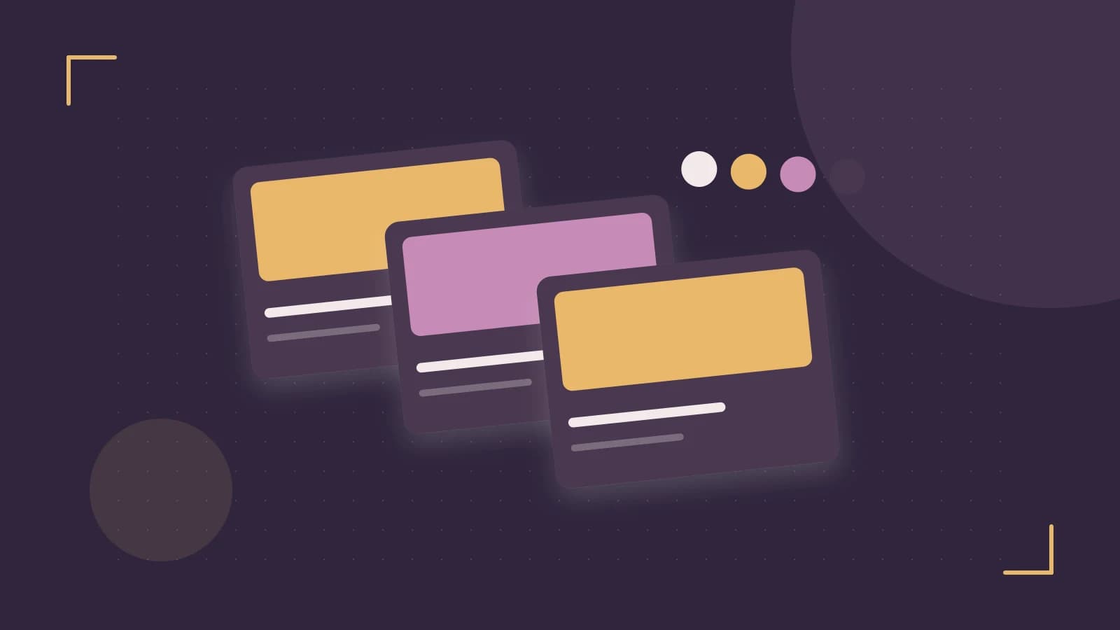 Editorial illustration of responsive browser layouts, overlapping design components and a color system