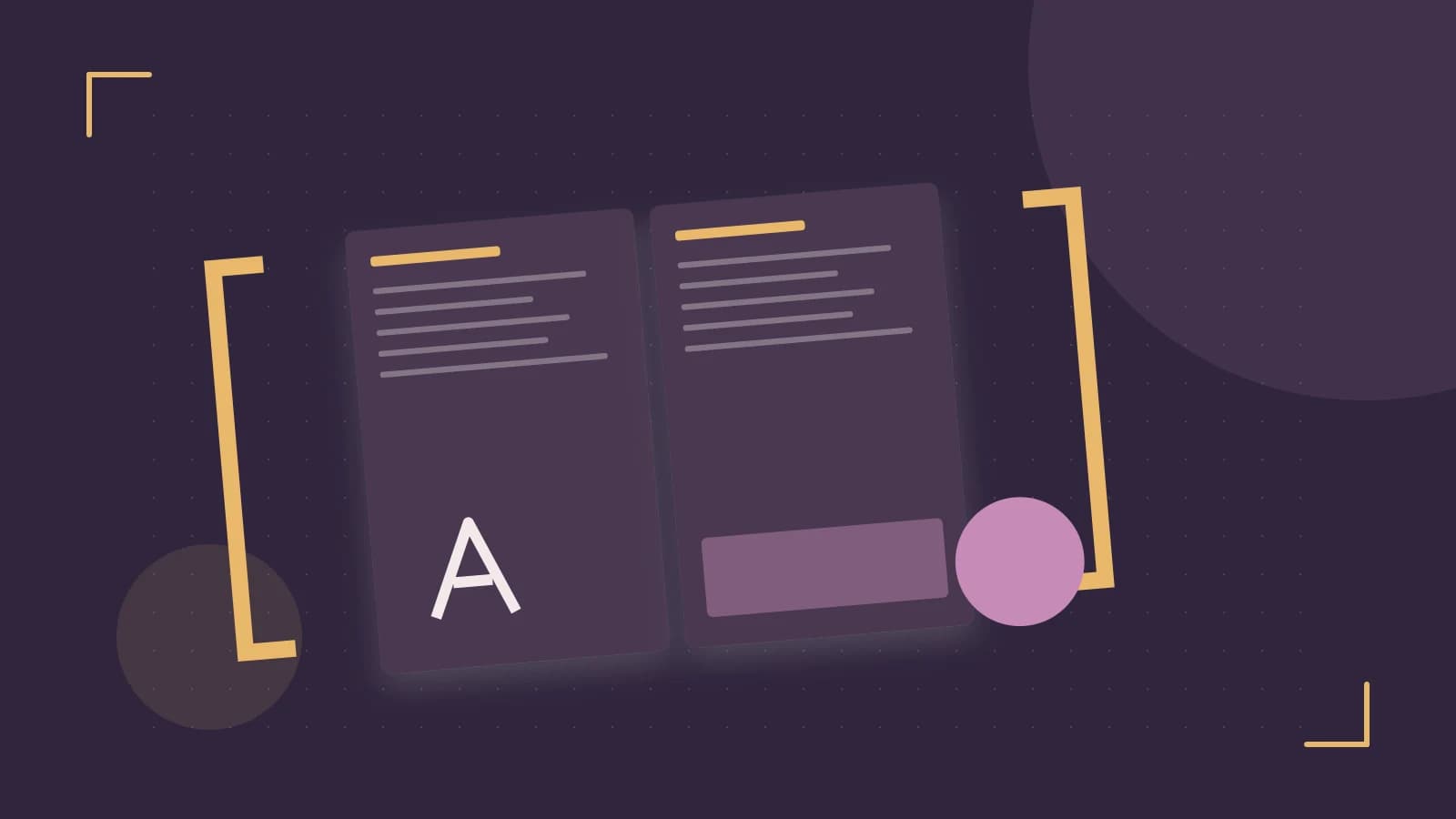 Editorial illustration of typeset pages, expressive letterform shapes and a precise editorial page grid