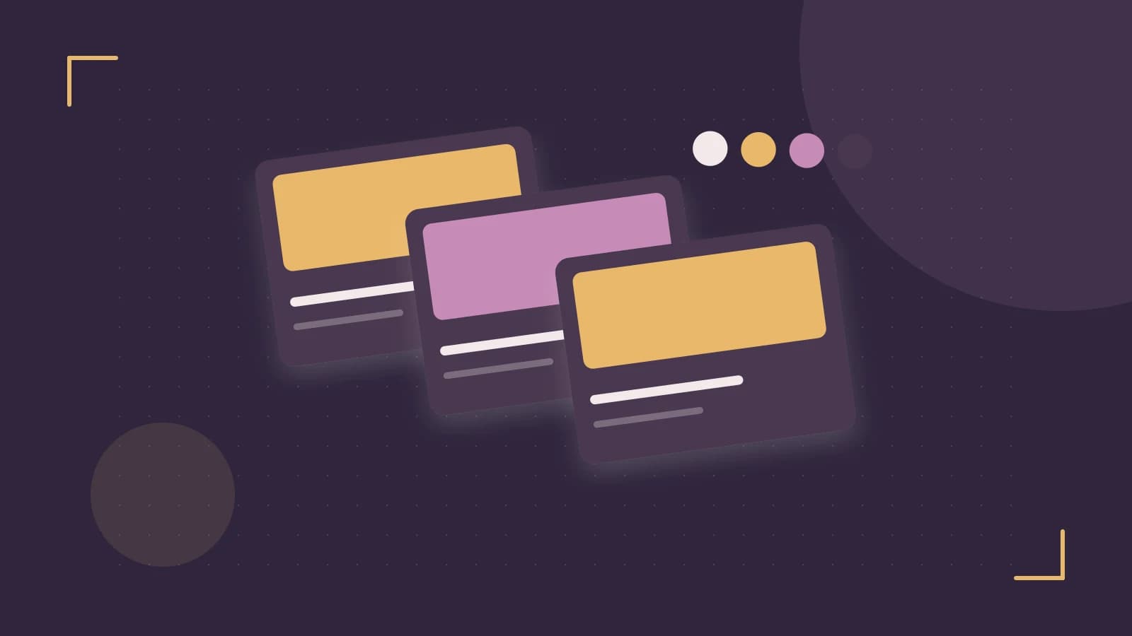 Editorial illustration of responsive browser layouts, overlapping design components and a color system