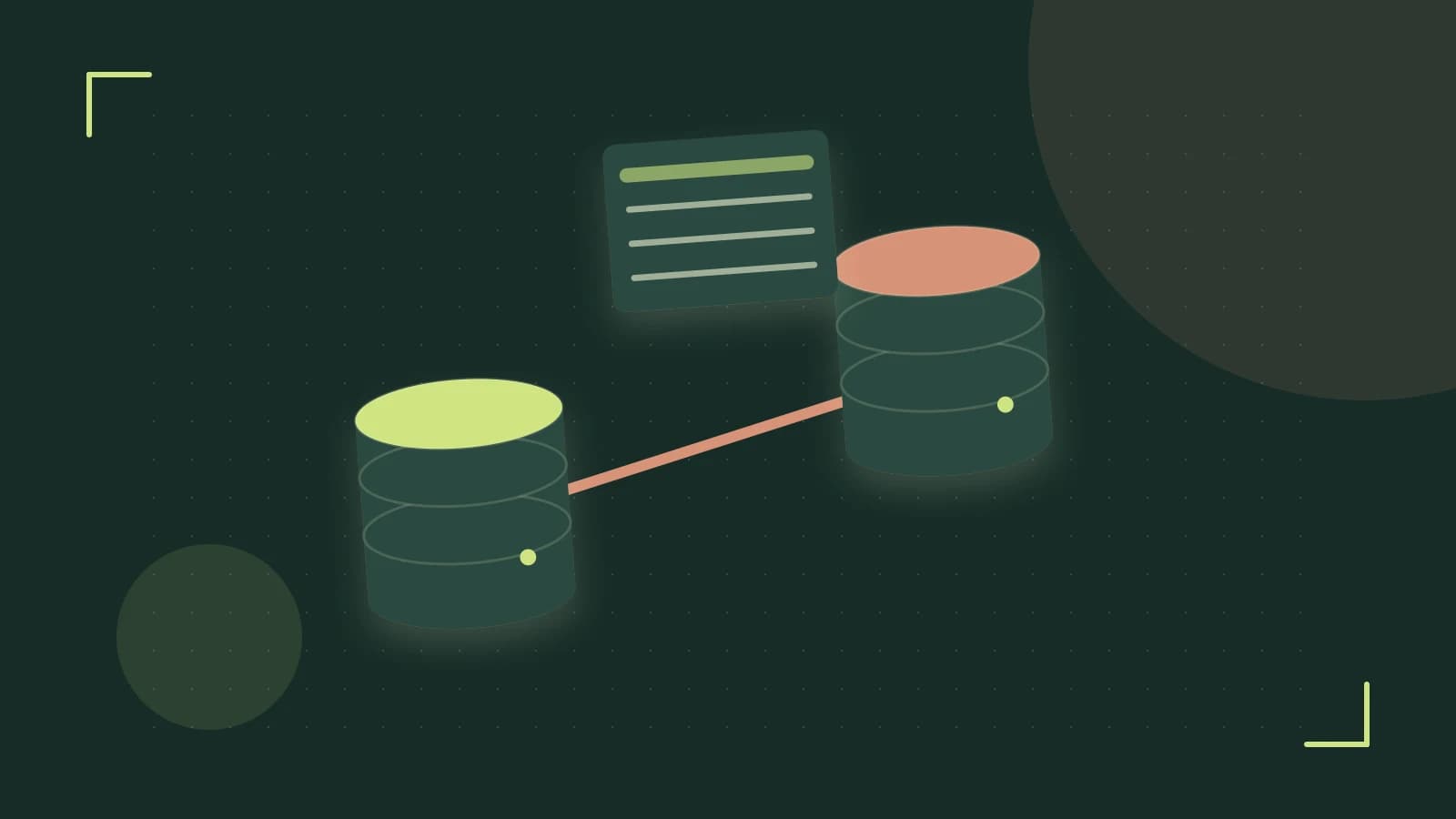 Editorial illustration of structured records, database cylinders and relationships between tables