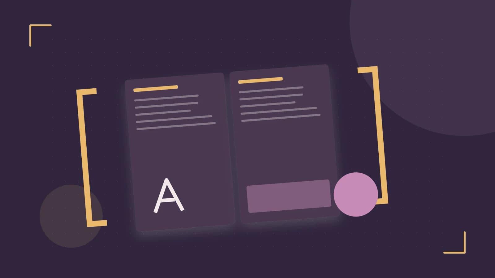 Editorial illustration of typeset pages, expressive letterform shapes and a precise editorial page grid