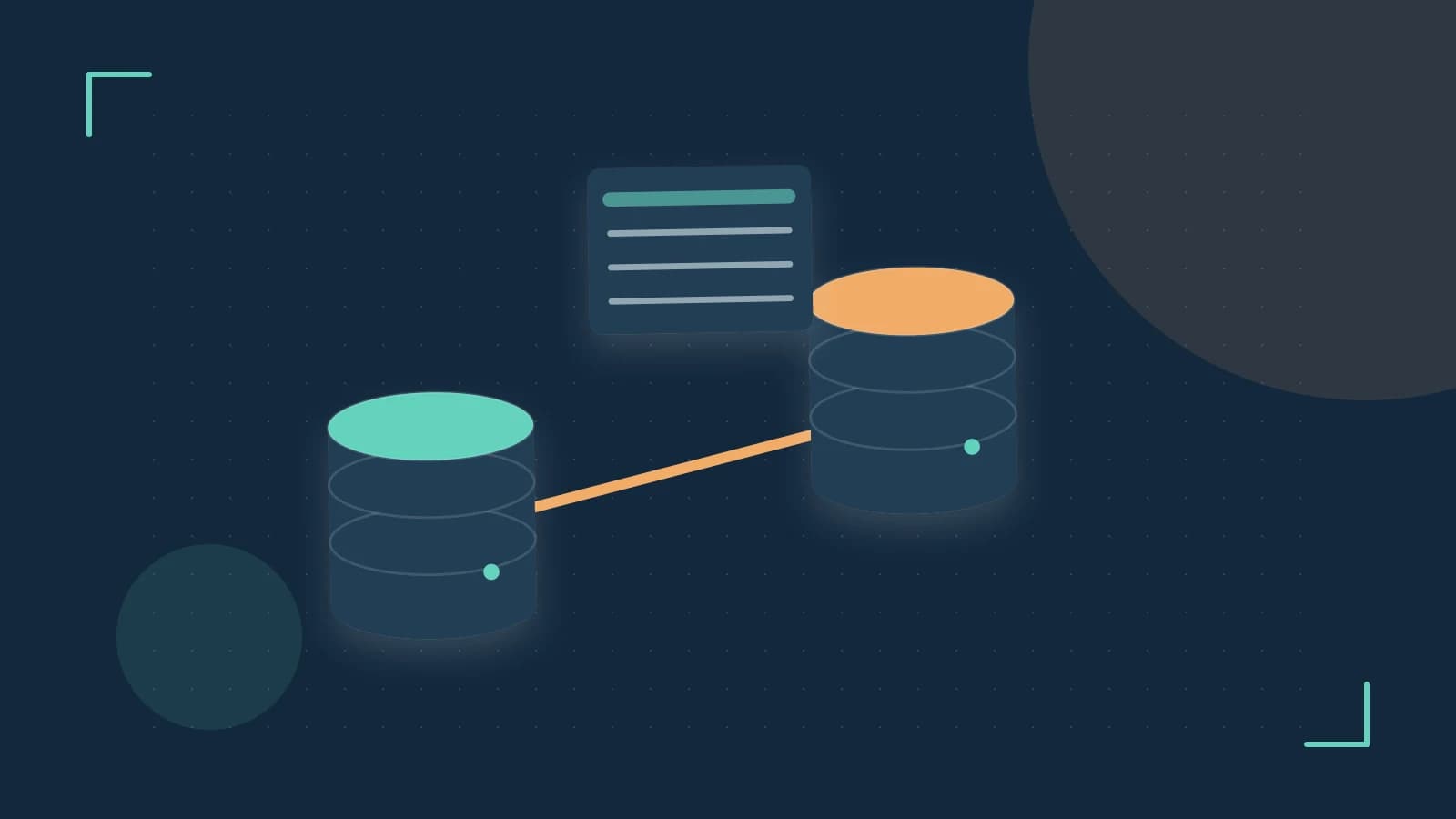 Editorial illustration of structured records, database cylinders and relationships between tables