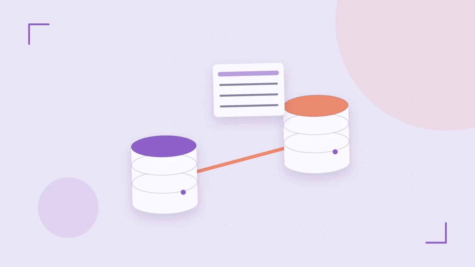 Editorial illustration of structured records, database cylinders and relationships between tables