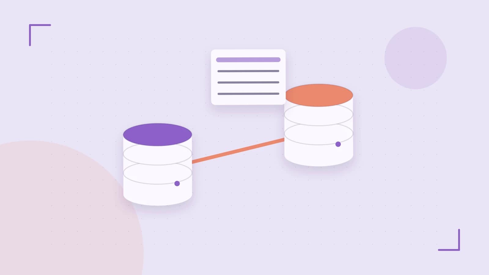 Editorial illustration of structured records, database cylinders and relationships between tables