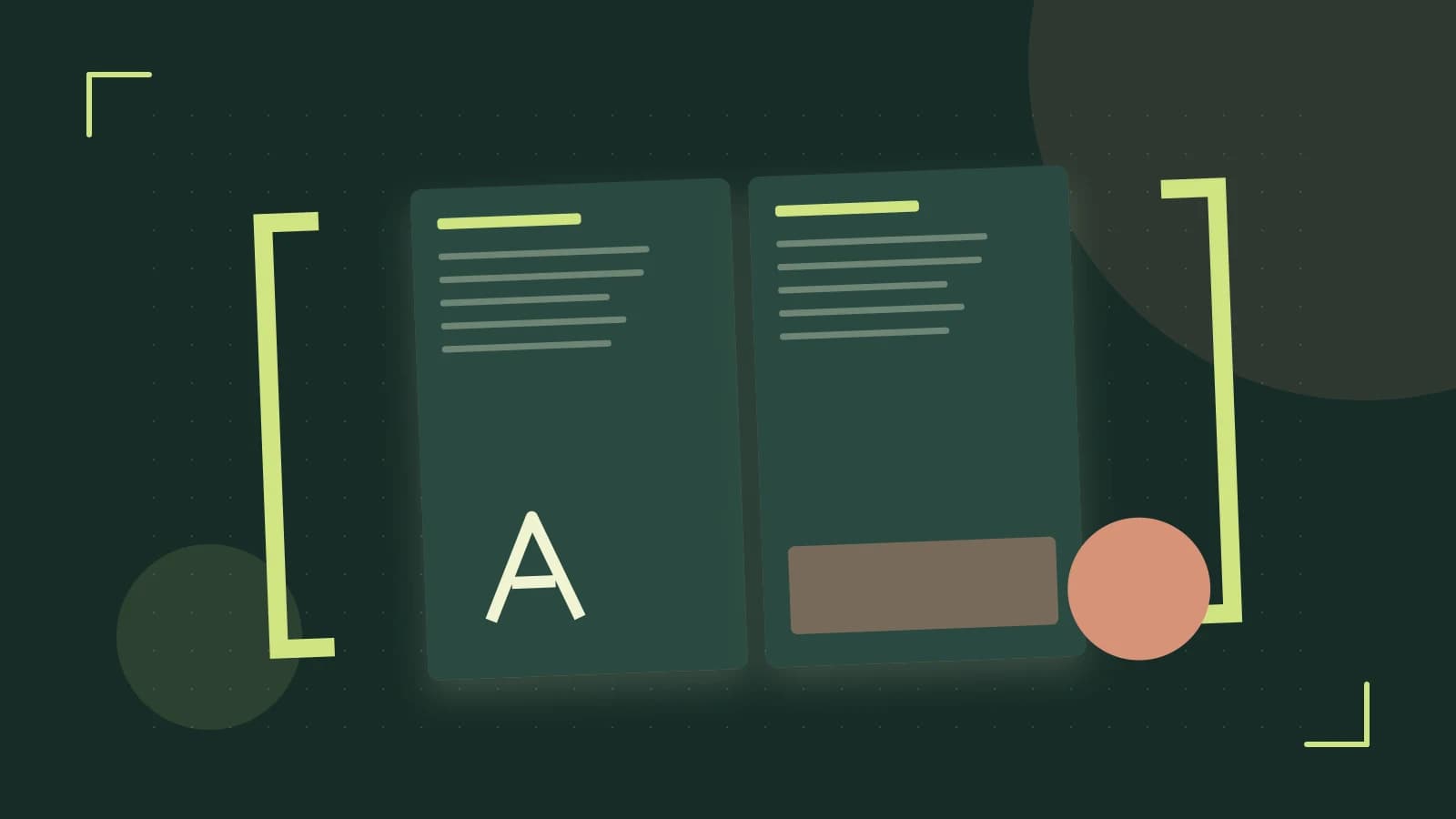 Editorial illustration of typeset pages, expressive letterform shapes and a precise editorial page grid