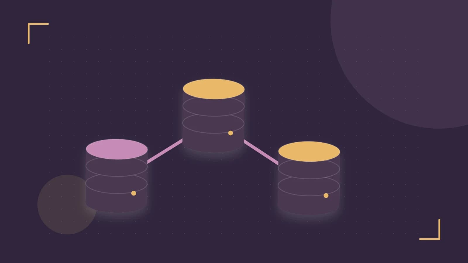 Editorial illustration of structured records, database cylinders and relationships between tables