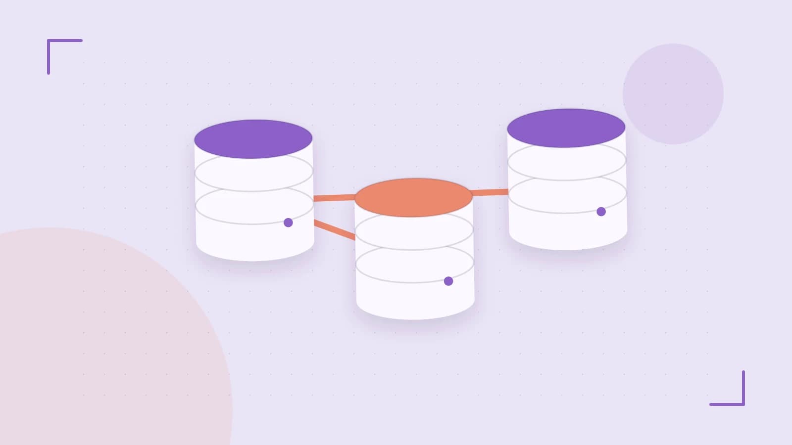 Editorial illustration of structured records, database cylinders and relationships between tables