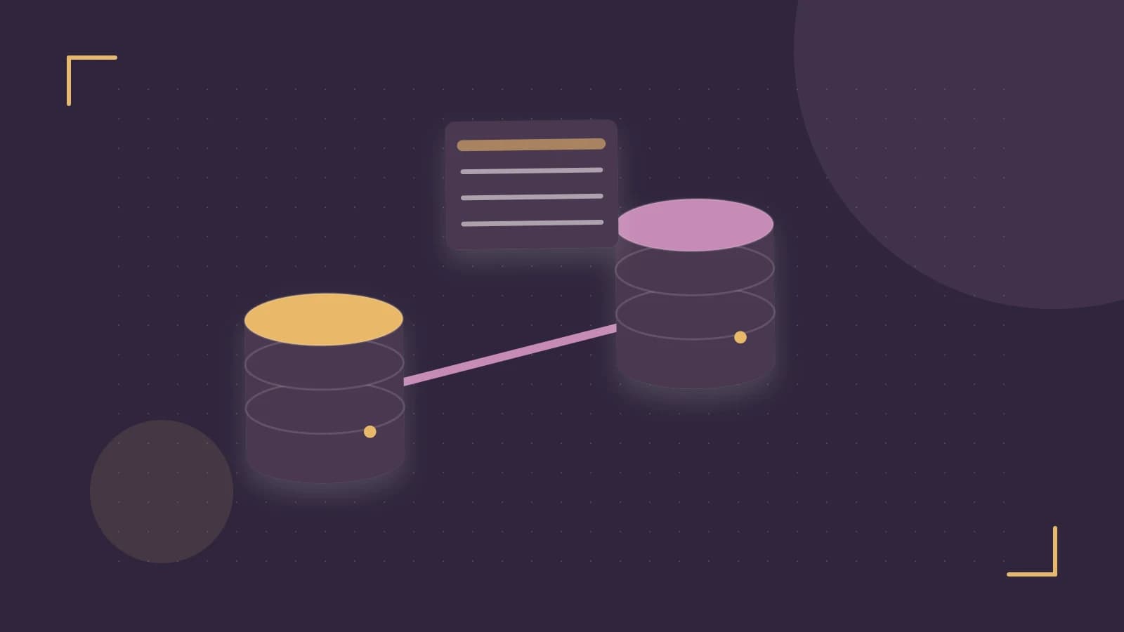 Editorial illustration of structured records, database cylinders and relationships between tables