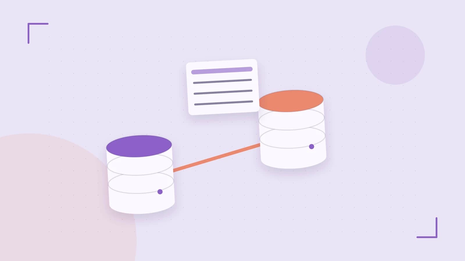 Editorial illustration of structured records, database cylinders and relationships between tables