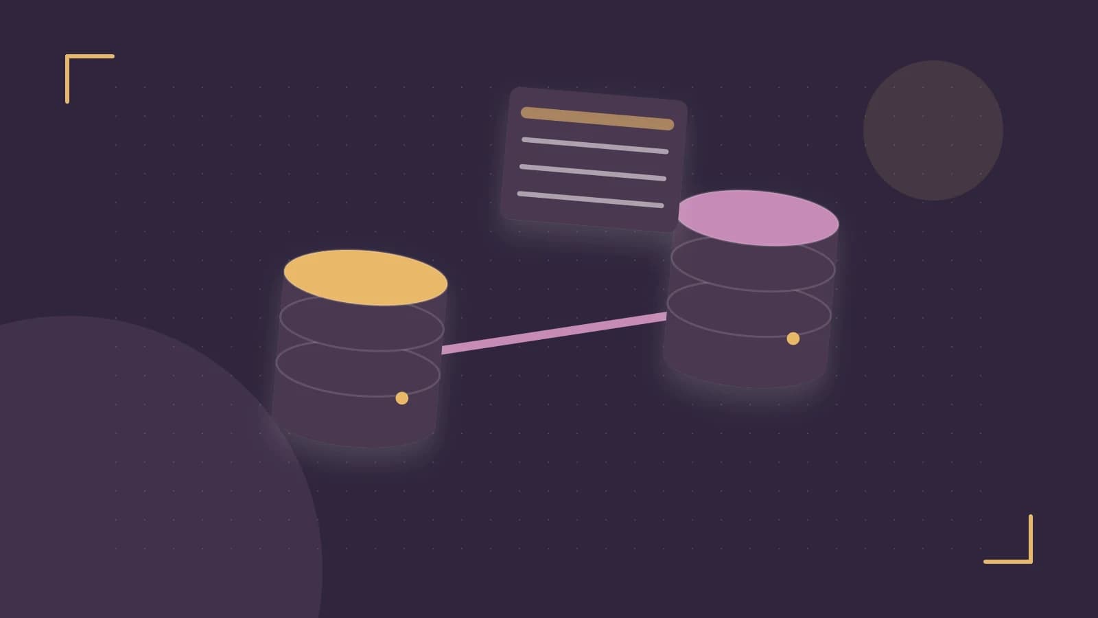 Editorial illustration of structured records, database cylinders and relationships between tables