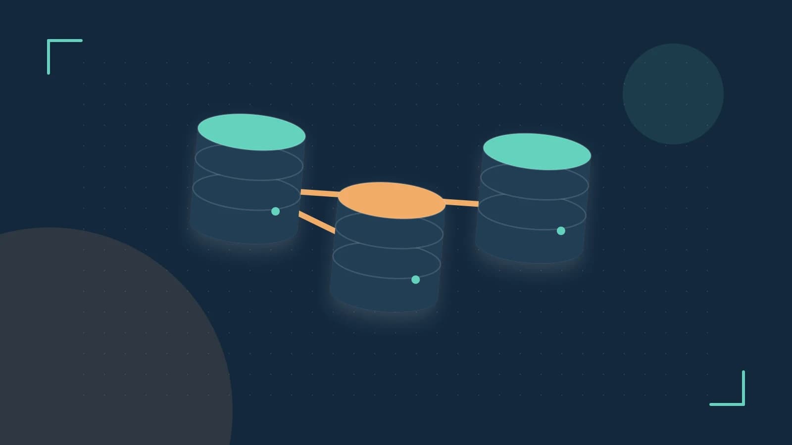 Editorial illustration of structured records, database cylinders and relationships between tables