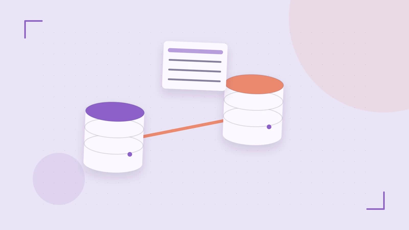 Editorial illustration of structured records, database cylinders and relationships between tables