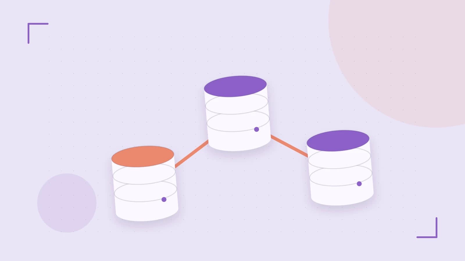 Editorial illustration of structured records, database cylinders and relationships between tables