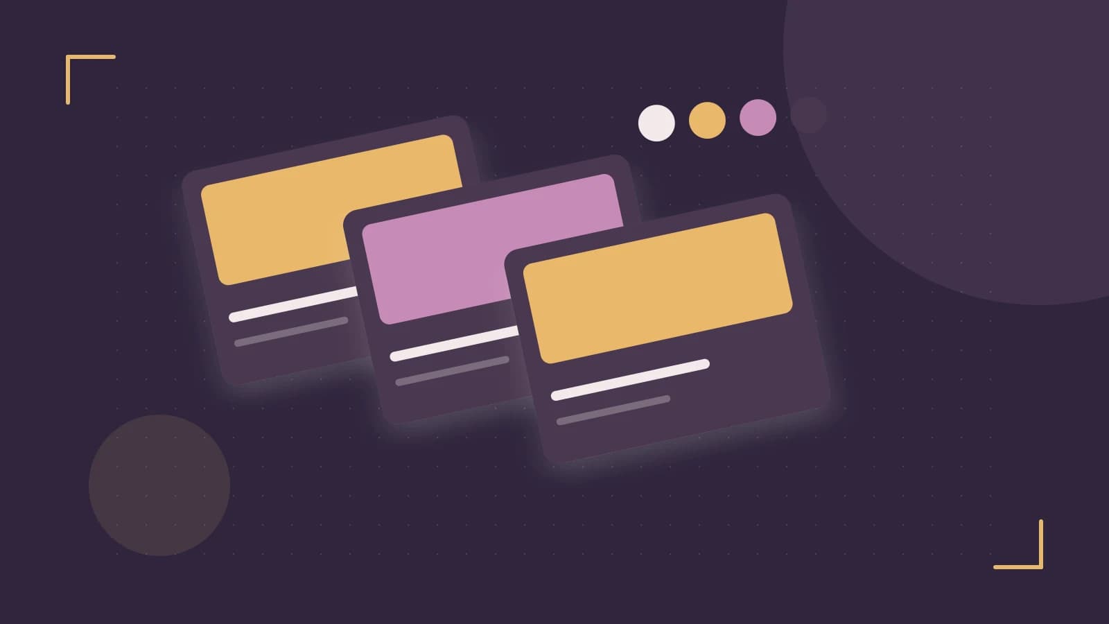 Editorial illustration of responsive browser layouts, overlapping design components and a color system