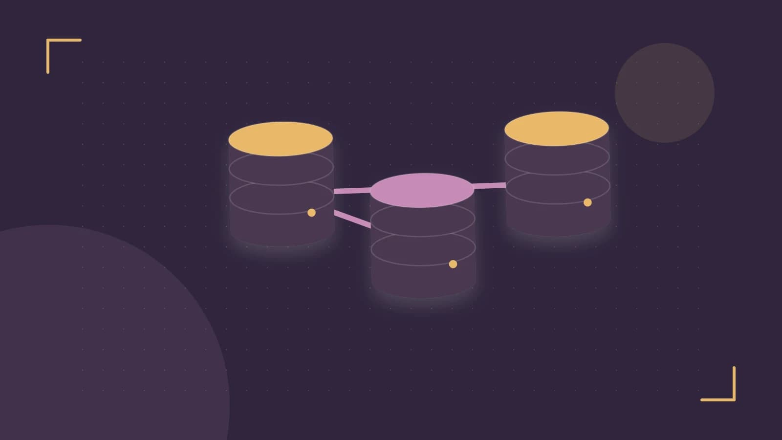 Editorial illustration of structured records, database cylinders and relationships between tables