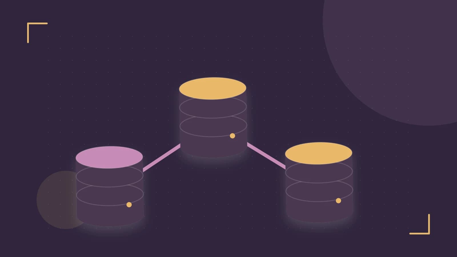Editorial illustration of structured records, database cylinders and relationships between tables
